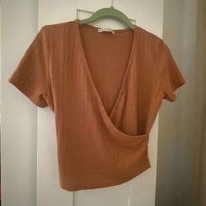 Urban Outfitters crop short sleeve top in terracotta